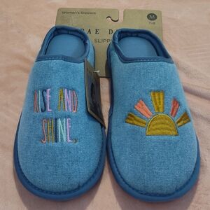 Kids Blue Slippers with Embroidered Design